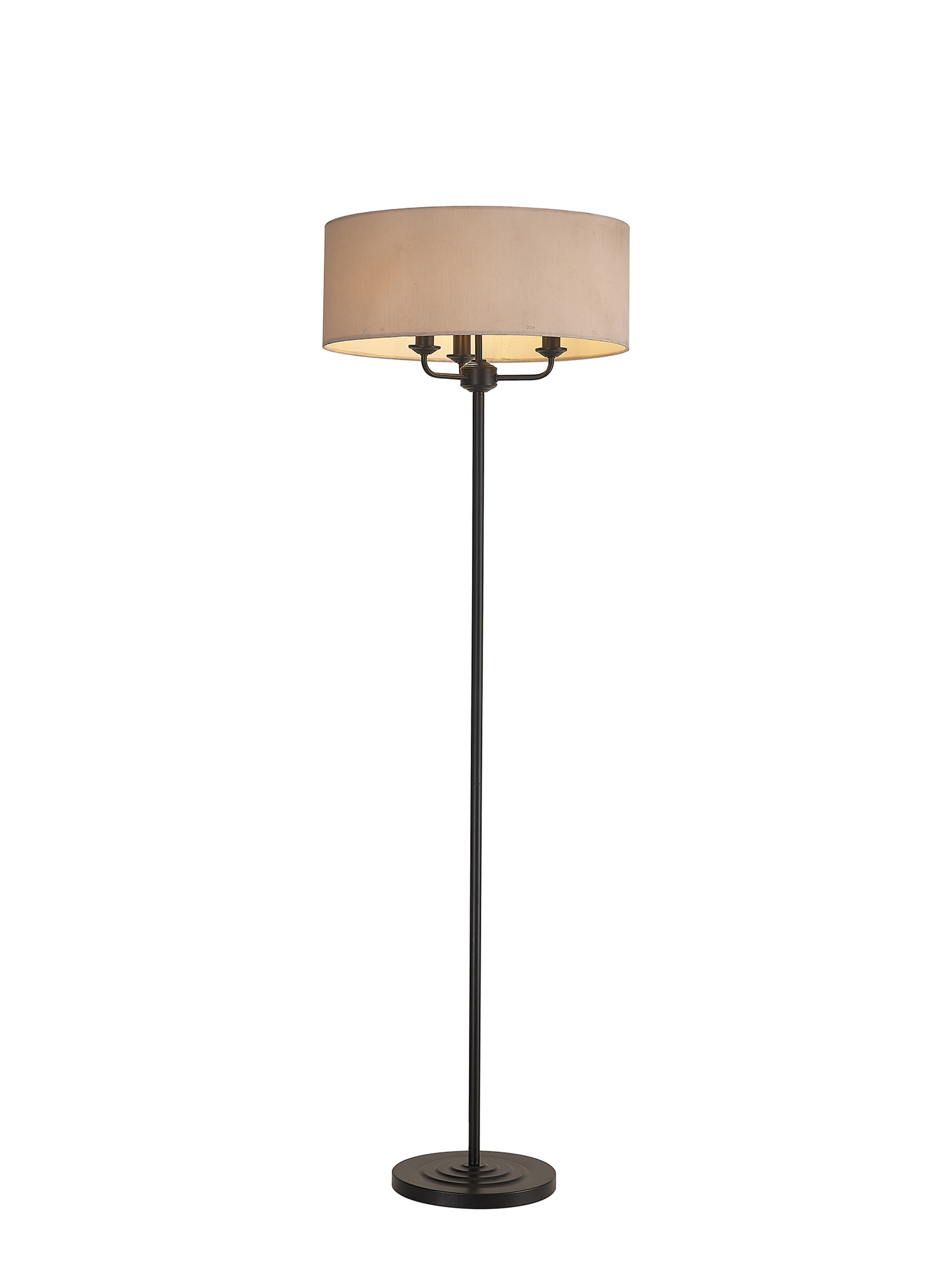 DK1068  Banyan 45cm 3 Light Floor Lamp Matt Black, Nude Beige